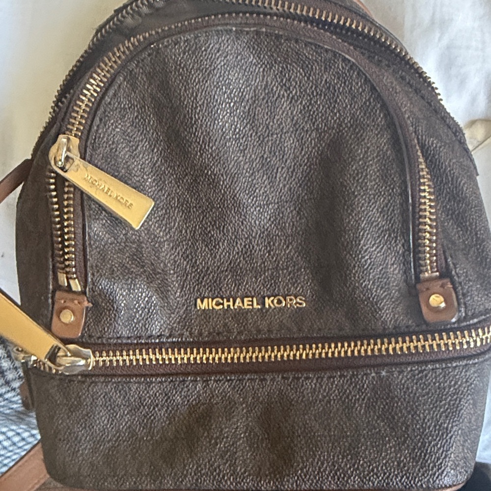New Mk Brown Patterned Mini Backpack - image 8